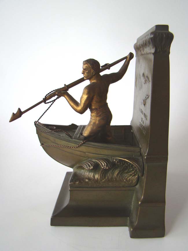 A single New Bedford Whaling Monument bookend by Jennings Brothers circa 1930
